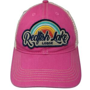 Legacy Pink Trucker Hat One Size Redfish Lake Lodge Rainbow Mesh Snapback